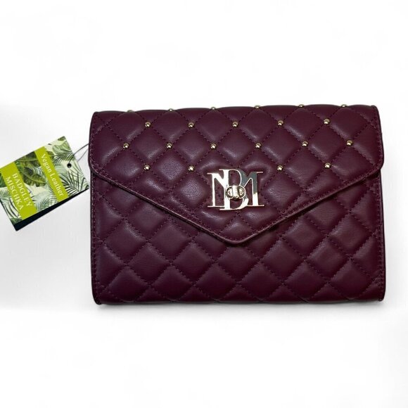 Badgley Mischka Handbags - Badgley Mischka Diamond Quilt Convertible Crossbody - Plum/Burgundy